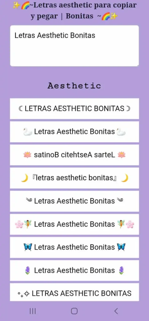 Letras bonitas aesthetic